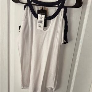 Chaser White and Navy Raglan Tank Top